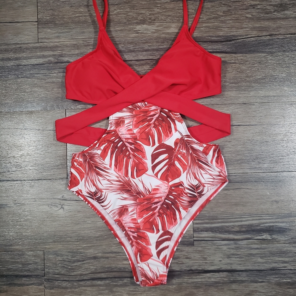 Tropical red swimsuit